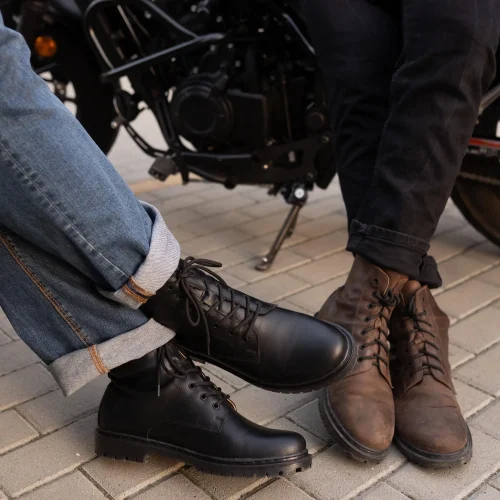 Men S Leather Motorcycle Boots Black Or Brown